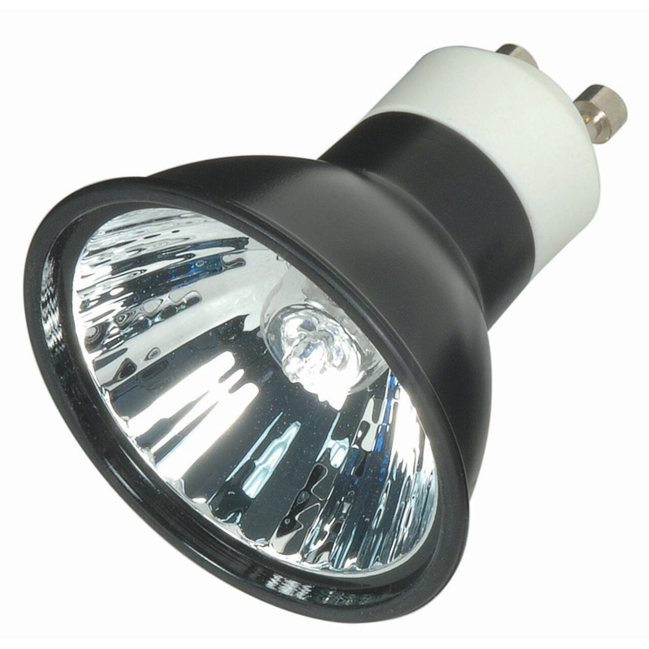 Satco S4184 50W 120V MR16 GU10 Flood Black Back halogen light bulb